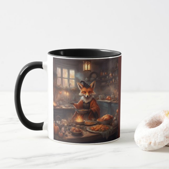 Whimsisk saga bok Häxa Fox Halloween middag Mugg (Med munk)