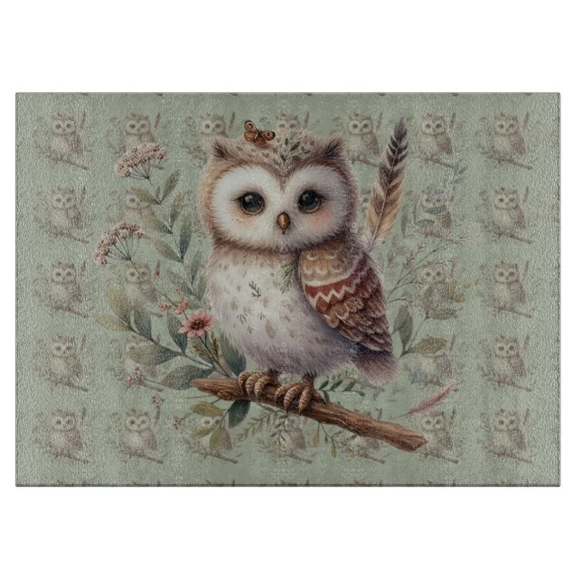 Whimsisk skogsuggla botanisk illustration (Framsidan)