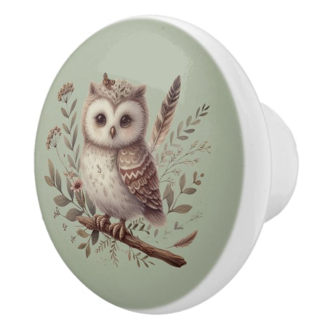 Whimsisk Skogsuggla Botanisk Illustration Knopp (Höger)