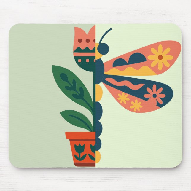 Whimsisk sländblomsterdesign musmatta (Framsidan)