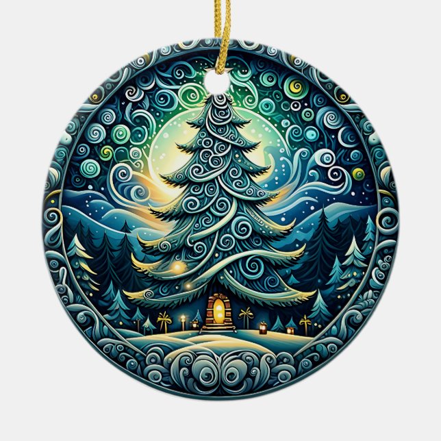 Whimsisk Starry Night Julgran Ornament (Framsidan)