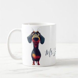 Whimsisk Teckel Karaktär Illustration Kaffemugg