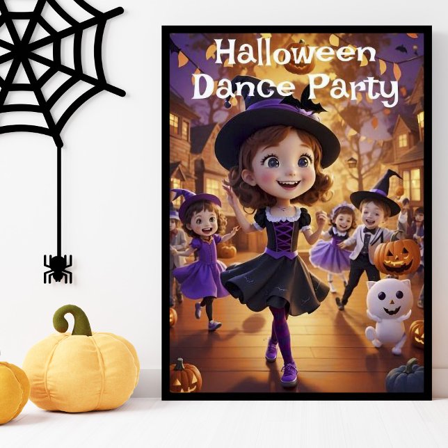 Whimsisk Tecknad Halloween Dance Party AI Generat Poster (Skapare uppladdad)