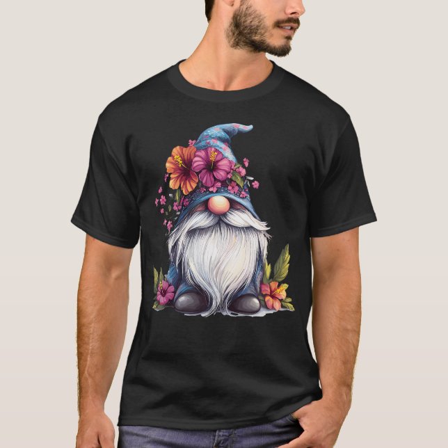 Whimsisk Tomte Med Blommig Hatt T Shirt (Framsida)