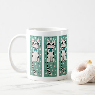 Whimsisk udda klotterkatt ritning kaffemugg