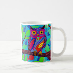 Whimsisk Uggla med färgstarka fjädrar Kaffemugg