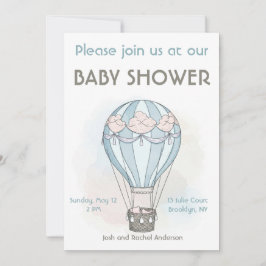 Whimsisk varmluftsballong baby shower inbjudan