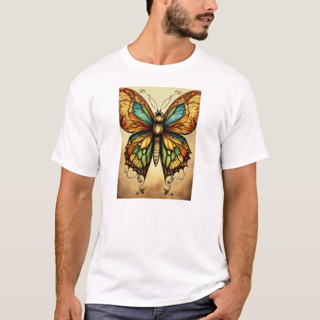 Whimsisk vattenfärg Butterflies T-Shirt - Soft Pa (Framsida)