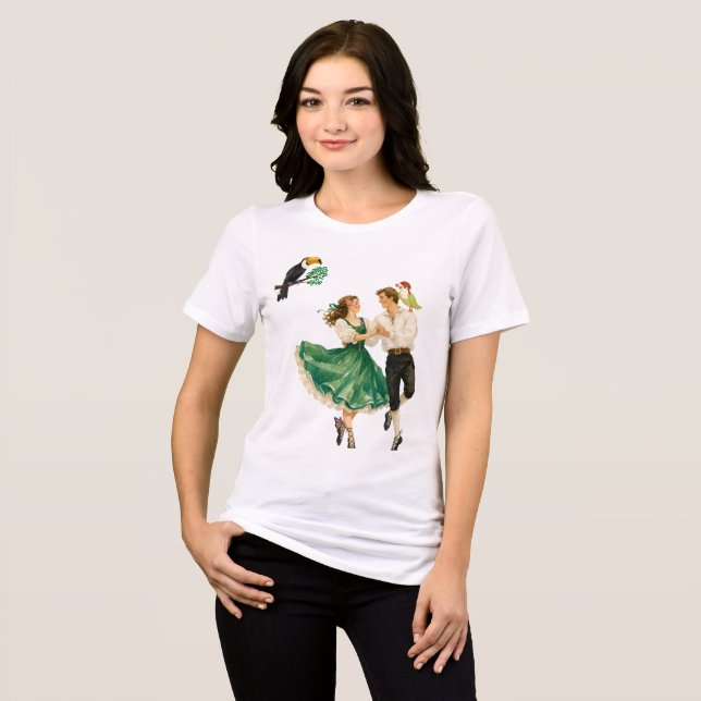 Whimsisk Vintage Folkdans Romantik Konst Design T Shirt (Framsida Full)
