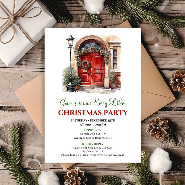 Whimsisk vinterscen julfestinladan inbjudningar (Whimsical Winter scene holiday party invitation

)