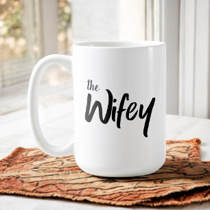 Whimsisk Wifey-penseltext för henne Kaffemugg