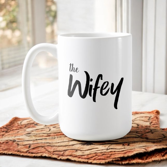 Whimsisk Wifey-penseltext för henne Kaffemugg (Skapare uppladdad)