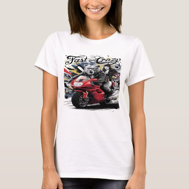 Whimsisk Yeti Bigfoot-Biker som marscherar genom V T Shirt (Framsida)