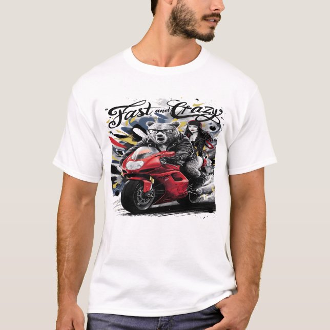 Whimsisk Yeti Bigfoot-Biker som marscherar genom V T Shirt (Framsida)