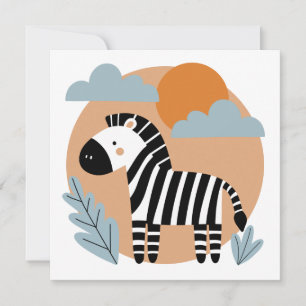 Whimsisk zebra skandinaviskt påverkad anteckningskort