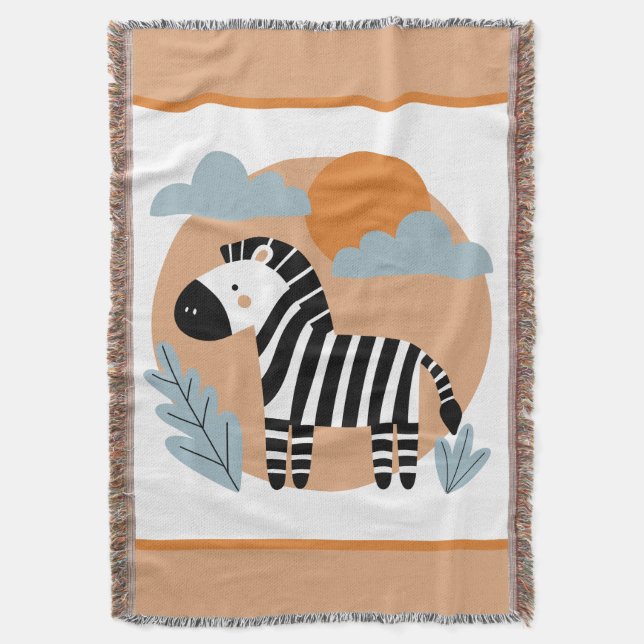 Whimsisk zebra skandinaviskt påverkad filt (Framsidan Vertikal)