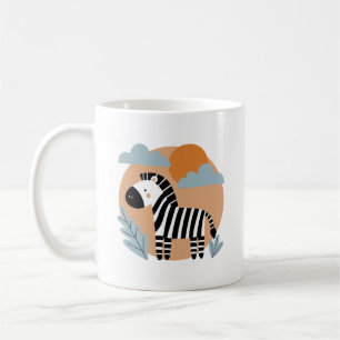 Whimsisk zebra skandinaviskt påverkad kaffemugg