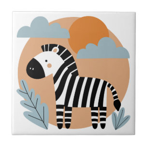 Whimsisk zebra skandinaviskt påverkad kakelplatta
