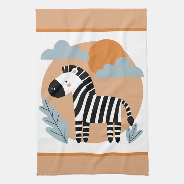 Whimsisk zebra skandinaviskt påverkad kökshandduk (Vertikal)