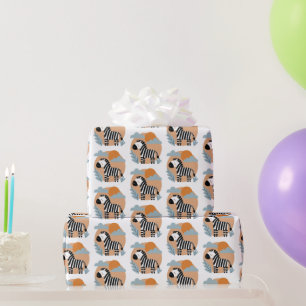 Whimsisk zebra skandinaviskt påverkad presentpapper