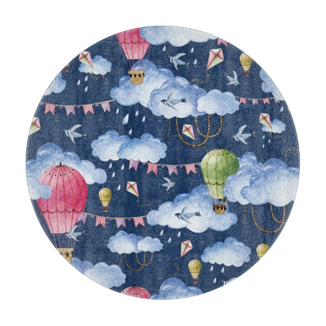 Whimsiska ballonger: Watercolor Cloud Mönster (Framsidan)
