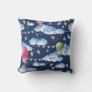 Whimsiska ballonger: Watercolor Cloud Mönster Kudde