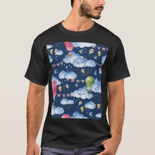 Whimsiska ballonger: Watercolor Cloud Mönster T Shirt