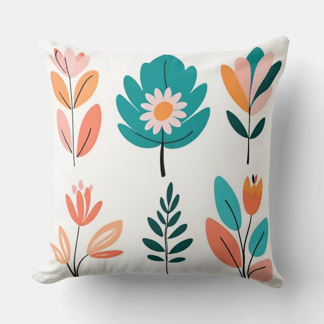 "Whimsiska blodkroppar: Handritad Boho Pillow Coll Kudde (Framsida)