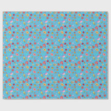 Whimsiska blommor på blå bakgrund