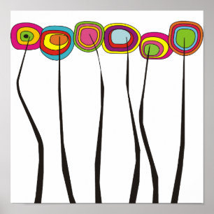 Whimsiska blommor Poster med fet Färg