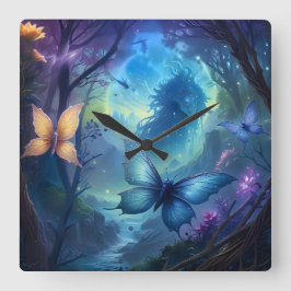 Whimsiska fjärilar fyrkantig klocka