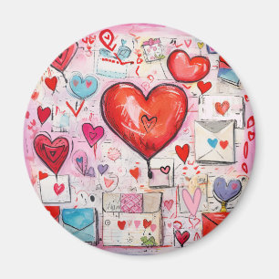 Whimsiska örter och Kärlek Brev Mönster Magnet