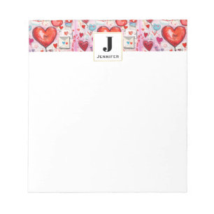 Whimsiska örter och Kärlek Brev Mönster Monogram Anteckningsblock