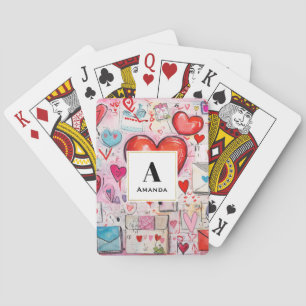 Whimsiska örter och Kärlek Brev Mönster Monogram Casinokort