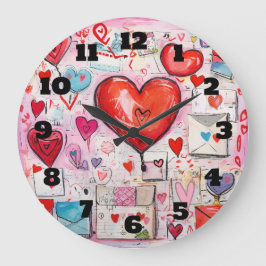 Whimsiska örter och Kärlek Brev Mönster Stor Klocka