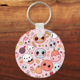 Whimsiske Foodie-monster Ansikte Nyckelring