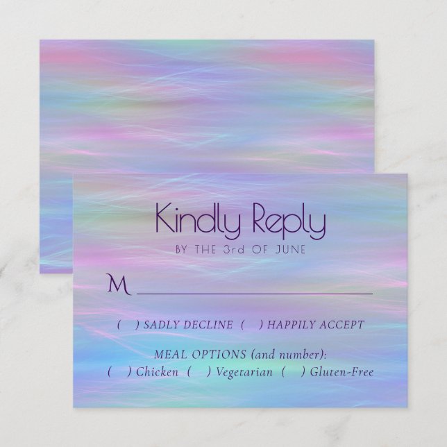 Whimsiskt avfall | Holo Fairy Pastel Rainbow Entre OSA Kort (Fram/baksida)