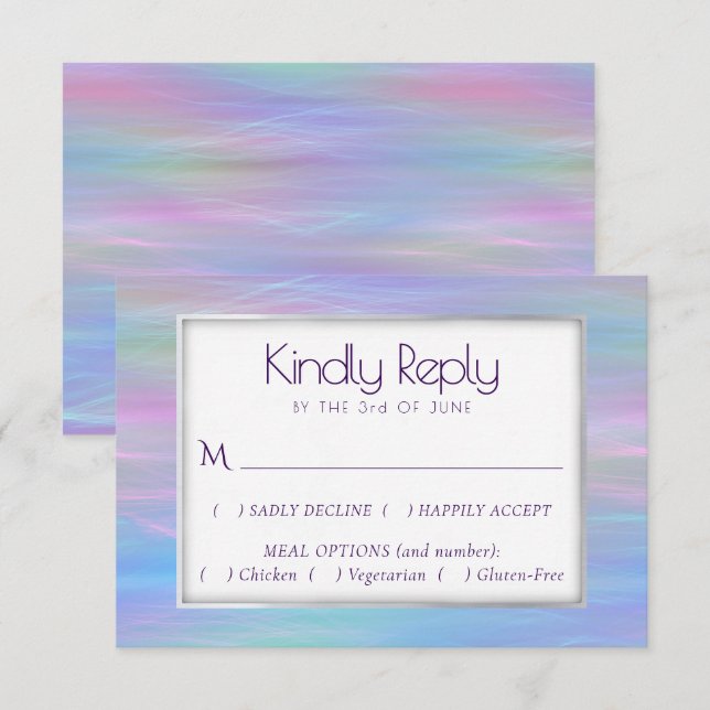 Whimsiskt avfall | Holo Fairy Pastel Rainbow Entre OSA Kort (Fram/baksida)