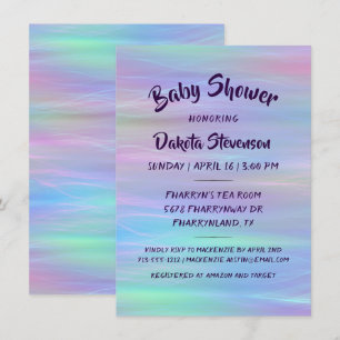 Whimsiskt avfall Holo Fairy Pastel Rainbow Showe Inbjudningar