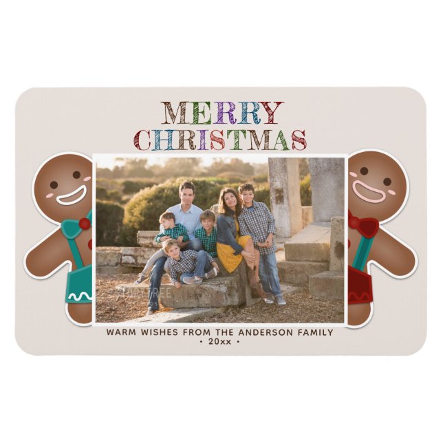 Whimsiskt Cute Gingertea God jul Foto Magnet (Horisontell)