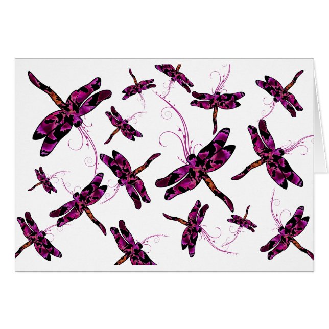 Whimsiskt Dragonlies Card Hälsningskort (Framsidan Horizontal)