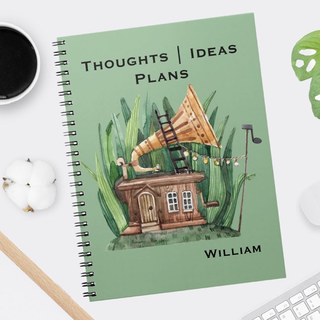 Whimsiskt, Fantasy Gramophone House, Sea Grönt Anteckningsbok (Skapare uppladdad)