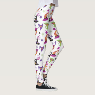 Whimsiskt färgade Halloween-kupor - hattar Leggings