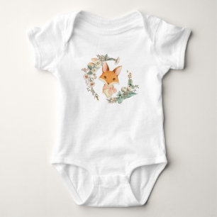 Whimsiskt Flicka Fox i Blommigt Utandning T Shirt
