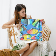 Whimsiskt Flytande flerfärgade paraplyer