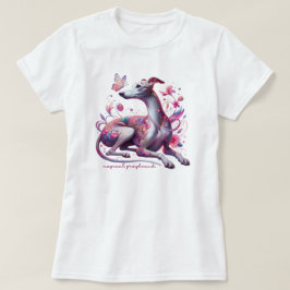 Whimsiskt Greyhound med blommor och fjäril T Shirt