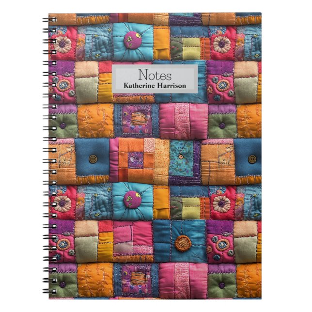 Whimsiskt lappverk Quilt Mönster: Färgdesign Anteckningsbok (Framsidan)