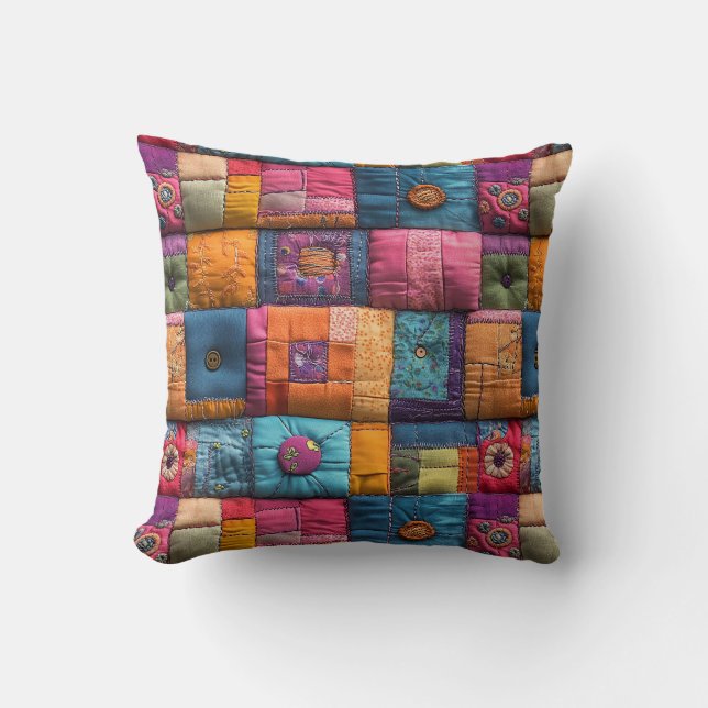 Whimsiskt lappverk Quilt Mönster: Färgdesign Kudde (Framsida)