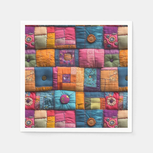 Whimsiskt lappverk Quilt Mönster: Färgdesign Pappersservett (Framsidan)