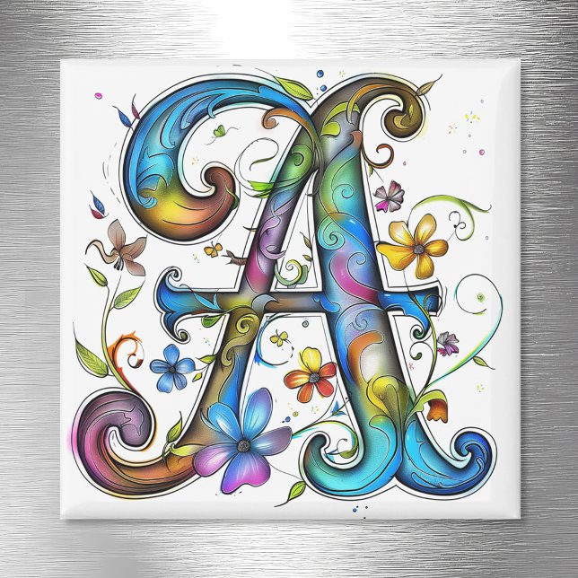 Whimsiskt monogram A Magnet (Skapare uppladdad)